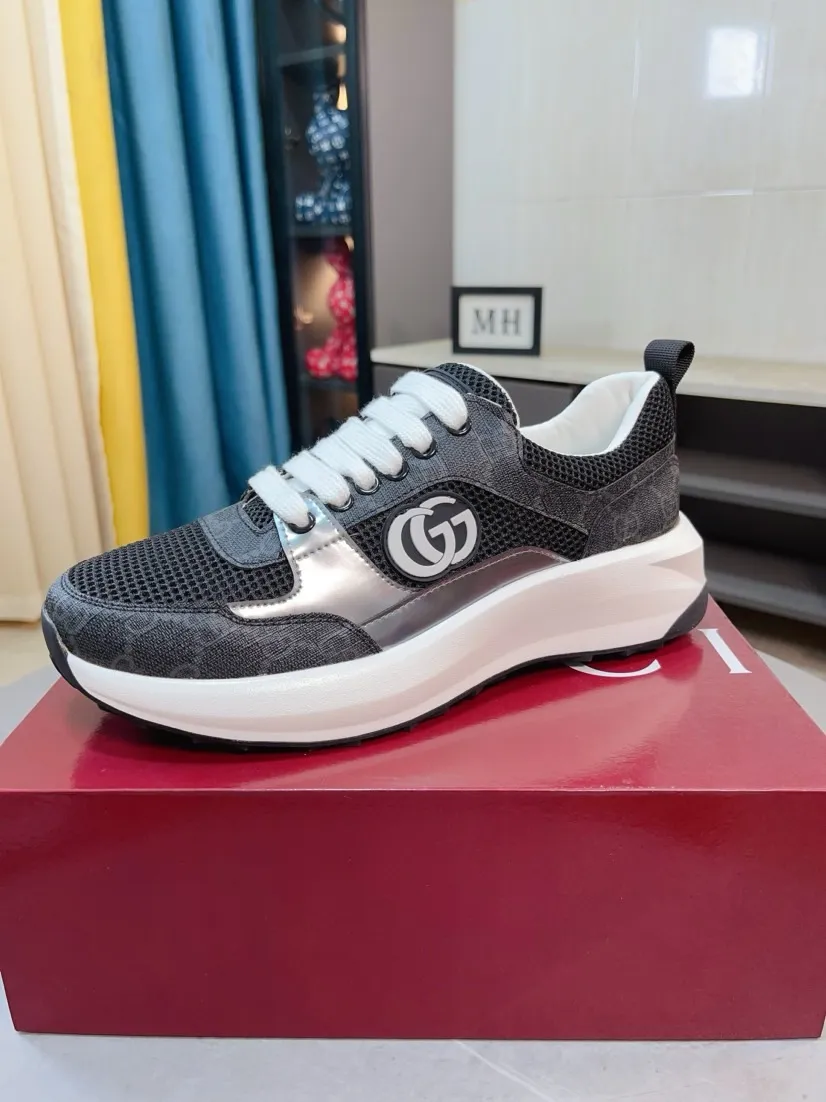 Men's shoes 💰440🌹🌹GUCCI [Gucci] New high-end brand of men's shoes, the latest fashionable casual men's shoes, trendy and versatile style, relaxed and sporty style, uppers imported from Italy, first-layer cowhide, genuine leather lining and ultra-fine workmanship. Original personalized fashionable rubber wear-resistant outsole, light and comfortable on the foot, size 38-44